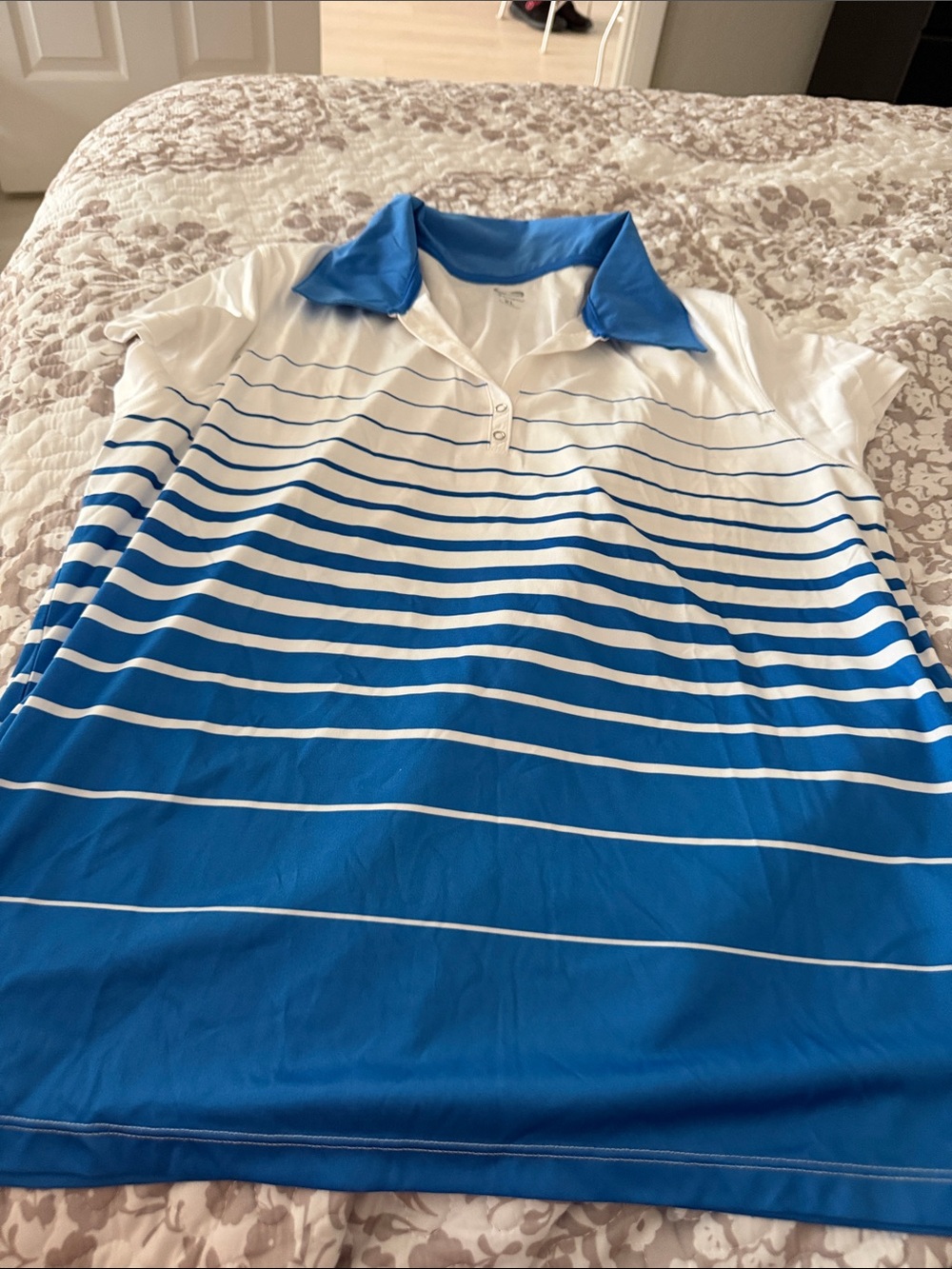Champion Blue and White Gradient Stripe Polo